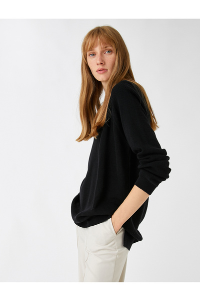 Koton Tricotaje cu Gâtul Crew Pulover Texturat Cașmir