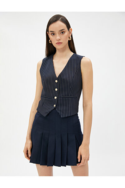 Koton Blazer Yelek Arma Düğmeli Cep Detaylı