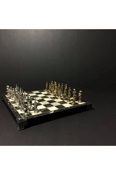 Devrizaman Ottoman Cast Stone Footed Chess Set with Table