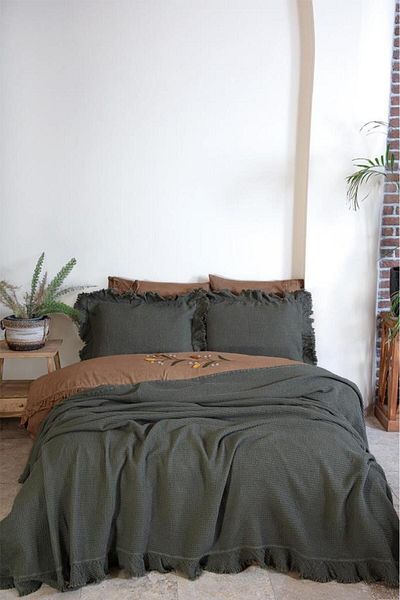 Ecocotton Dina Double Bedspread 100% Organic Cotton Pique Green 240X260 Cm