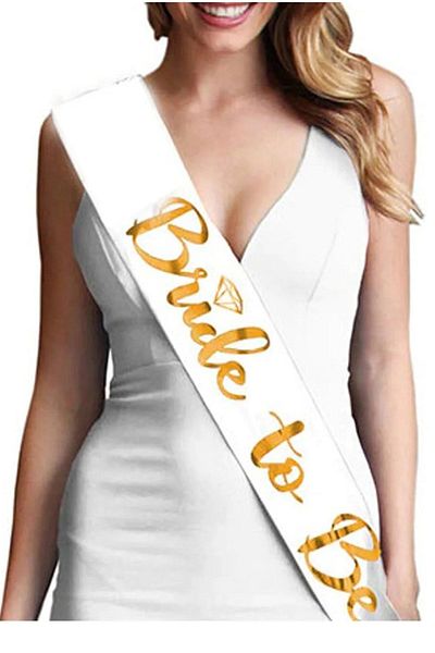 Parti dolabı Wedding Dress Set - 1 Sash, 10 Balloons, 10 Tattoos and 10 Crowns (Veda Concept Gold)