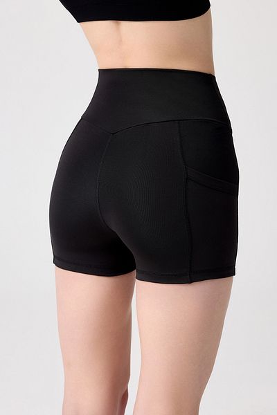 LOS OJOS Schwarze Biker-Shorts mit kurzen Sportstrumpfhosen – Envelope Biker