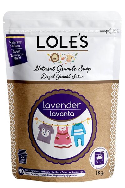 Lole's Doğal Granül Sabun Tozu, Bebek Çamaşırları Için Matik, 1kg, Lavanta Kokulu, %100 Bitkisel Bazlı