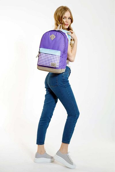 KAUKKO Rucsac în carouri liliac Wichlight - K1646