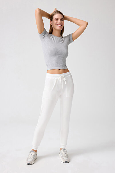 Los Ojos White Thin Soft Textured Melody Jogger Sweatpants - Soho