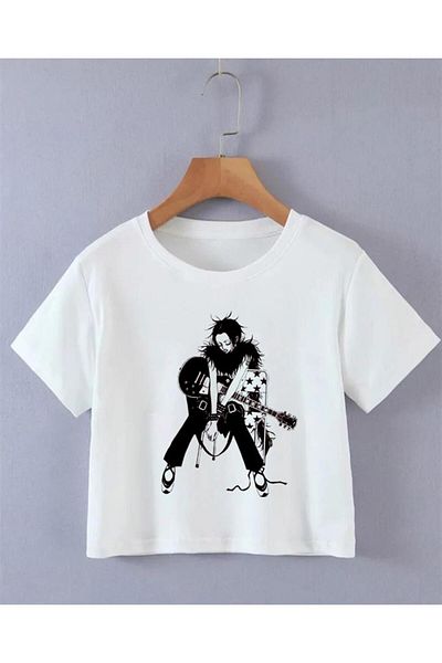 Touz Moda Nana Guitar Printed White Crop