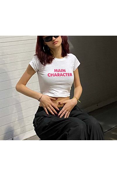 Touz Moda Κύριος χαρακτήρας τυπωμένο λευκό περικοπή