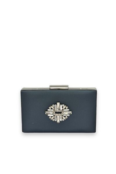 Generic Brand Silver Stone Evening Dress Bag , Scratch-Resistant Durable Sati...