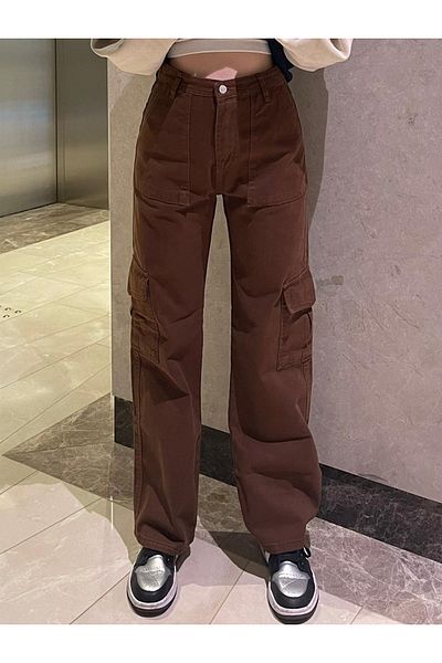 Touz Moda Brown Trousers with Cargo Pocket Detail