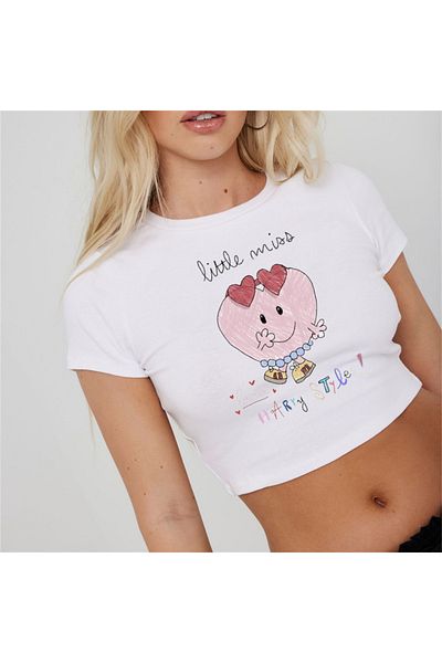 Touz Moda Little Miss Printed White Crop