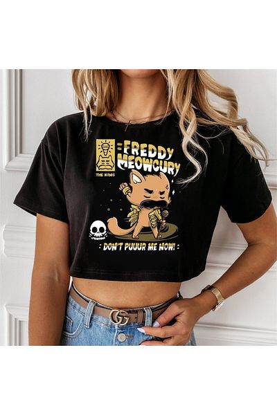 Touz Moda Freeddy Meowcury Printed Black Crop