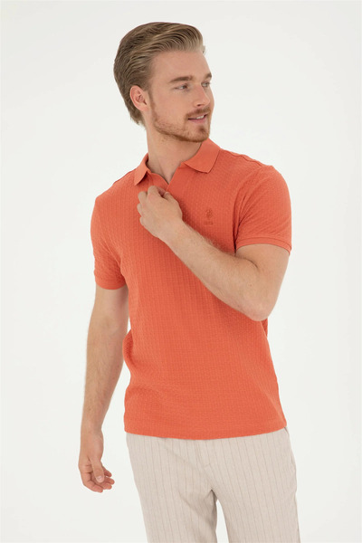 U.S. Polo Assn. Men's Knitted Polo Collar Slim Fit T-Shirt - Anke Jacquard
