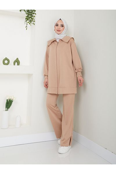 VOLT CLOTHİNG Hose mit Schlitz und Reißverschluss – Hijab-Set für Damen