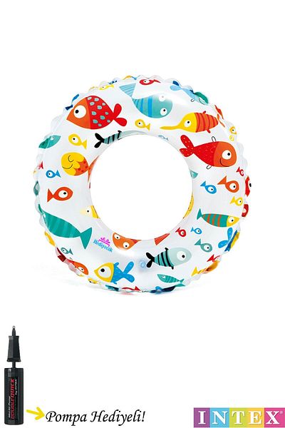 hediyecik Fish Patterned Intex Children's Ring - 61 Cm, 6-10 Years Pool and Sea Use