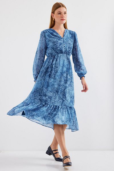 Bigdart 2137 Rochie din sifon cu model - A.SAKS
