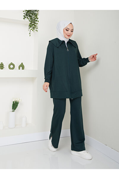 VOLT CLOTHİNG Slit Zippered Trousers - Women's Hijab Set