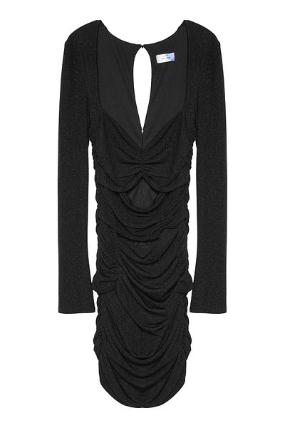 Quzu Rochie mini lucioasă - Detaliu decupat, neagră