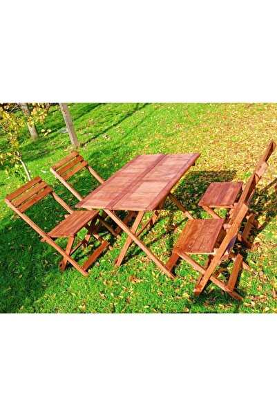 Wood Atölye Ahşap Masa Sandalye Seti Balkon&bahçe Katlanabilir Trend Set
