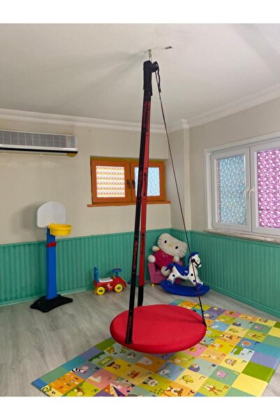Jeromekids Çocuk ve Yetişkin Tavana Asılan Dış Mekan Mekanizmalı Kırmızı Dönen Salıncak