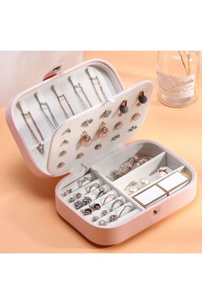 Schulzz Rectangular Jewelry Box 3 Compartments Jewelry Organizer Ring Earring Necklace Travel Organizer