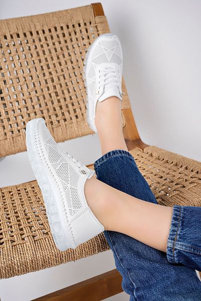 Deripabuc Genuine Leather White Women's Leather Casual Dp75-0698