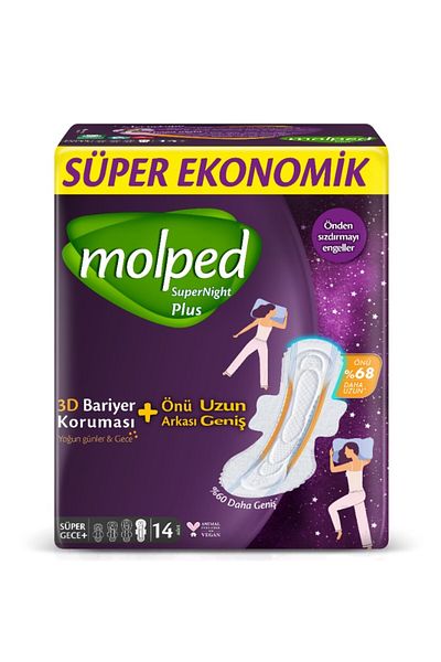 Molped Supernight 3D - مجموعة ليلية طويلة من الأمام وواسعة الظهر مكونة من 14 قطعة