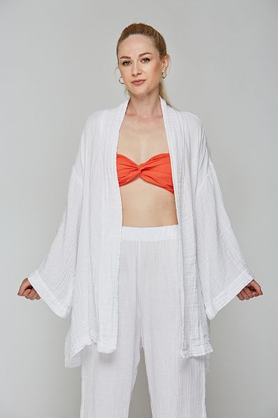estewoman 100% Cotton Muslin Kimono and Trousers - Set of 2
