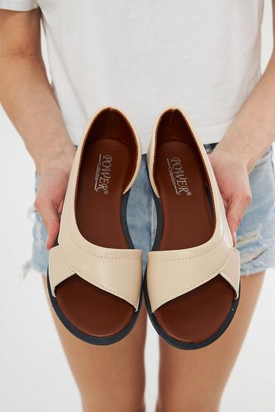 ALTUNTAŞ Comfortable Anatomical Women's Sandals - Summer Shoes Ballerina Beige