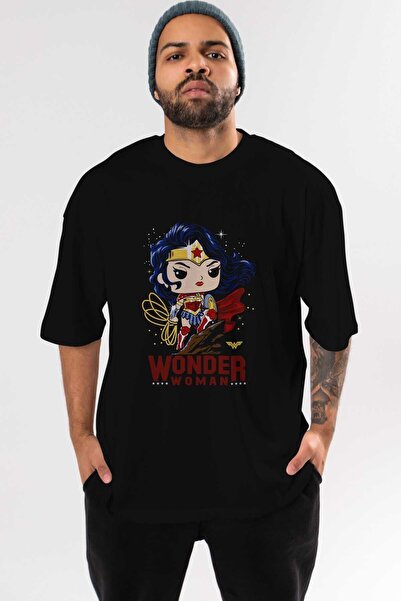 Ankhises Wonder Woman 2 - Tricou negru oversize pentru bărbați și femei, cu g...