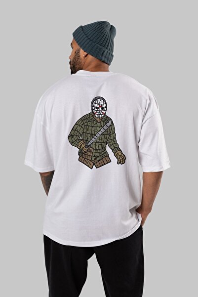 Ankhises Džejson Back Štampano Beli Oversize kroj T-shirt Unisex Muškarci Žen...