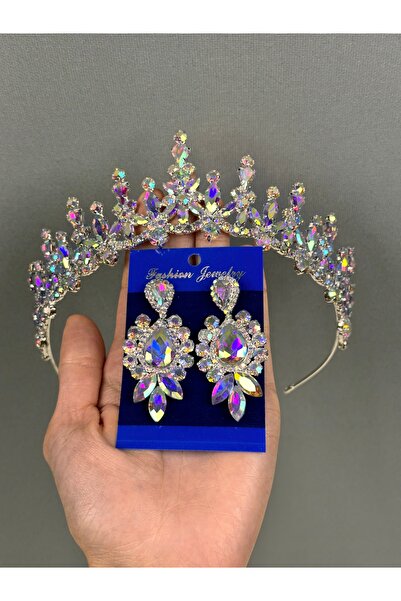 Limelia Set de nuntă de mireasă cu pietre prețioase Kirstal - Coroană și cerc...