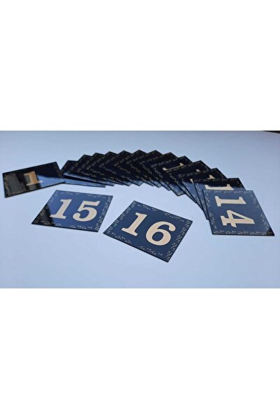 Genel Markalar Kapı Numarası 5.5x6.5 Siyah Zemin Üzeri Altın Sarı Baskı Kendinden Yapışkanlı No:1 Den 16’a