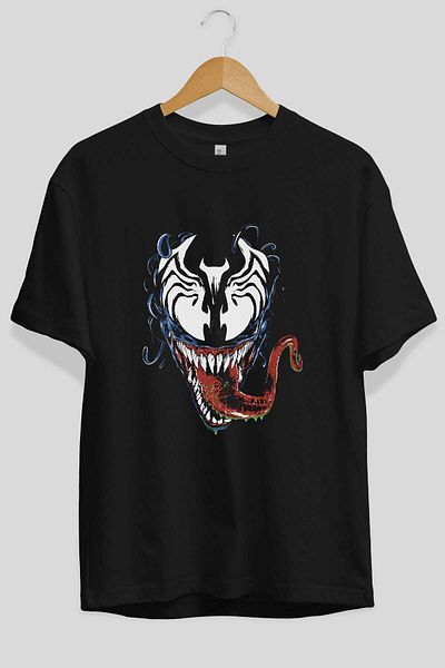 Ankhises Tricou negru supradimensionat pentru bărbați și femei Venom (2) - Gât crew