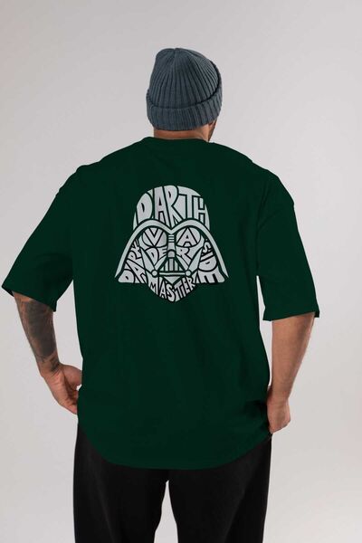 Ankhises Darth Vader Leđa Štampano Smaragdno zelena Oversize kroj T-shirt Uni...