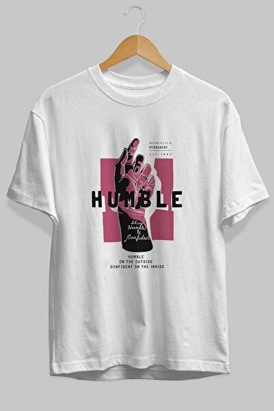 Ankhises Humble Front Štampano Bela Oversize kroj T-shirt Unisex Muškarci Žen...