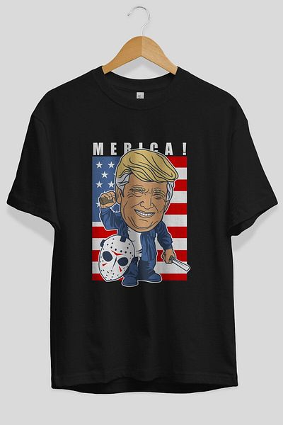 Ankhises Jason Voorhess Trump Tricou negru supradimensionat cu imprimeu în față, unisex, bărbați, femei, cu gât crew