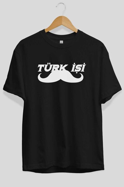 Ankhises Tricou negru oversize, cu imprimeu în față, lucrat manual turcesc, bărbați, femei, cu gât crepus