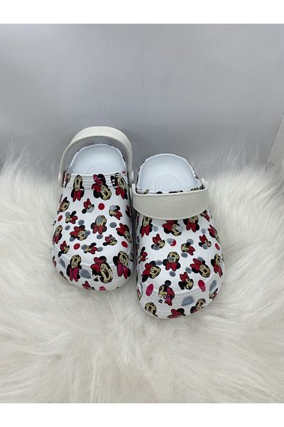 AkınalBellaa Akınalbella Girl's Mickeymouse White Slippers Sandals