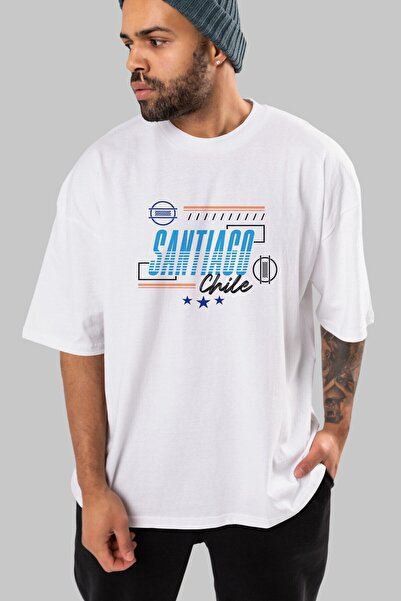 Ankhises Santiago Front Štampano Bela Oversize kroj T-shirt Unisex Muškarci Ž...