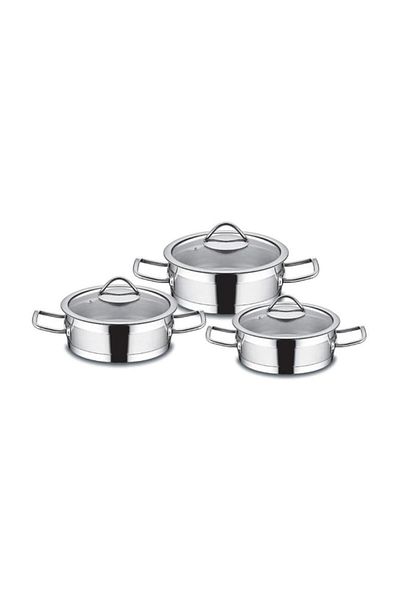 Kahramanlar Steel Glazed 3-Piece Sahan Omelette Set Bright