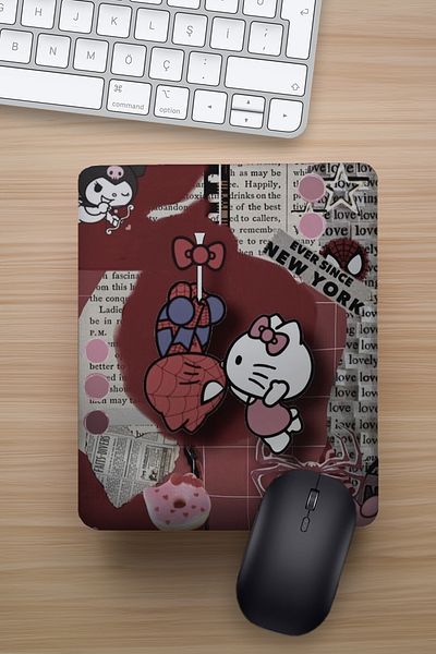 Ludios Hello Spider Love - Подложка за мишка със забавен дизайн и поддръжка за китката
