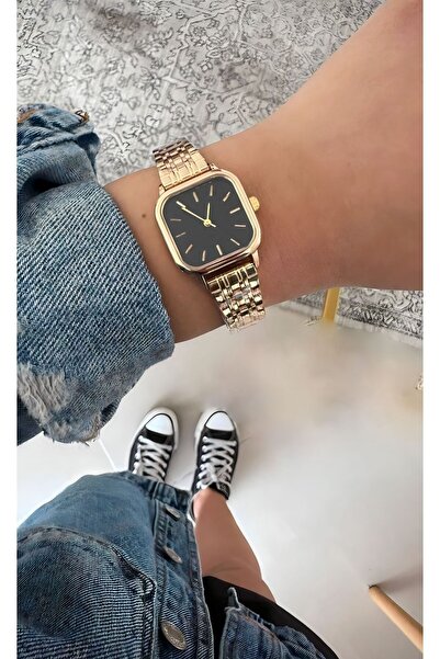DARK BLANC Gold Renk Paslanmaz Ipc Kaplama Vintage Metal Kol Saati