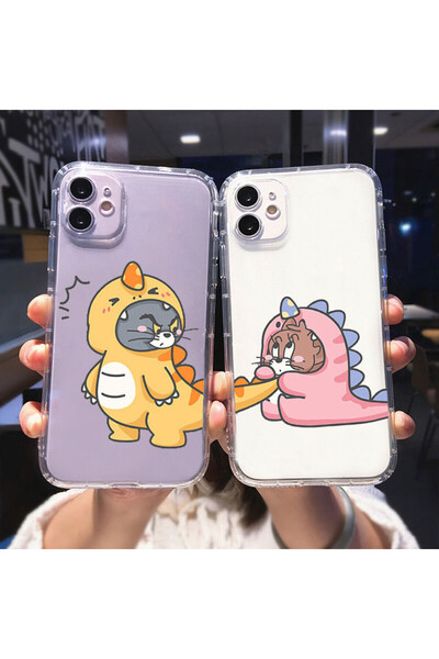 enfein Balporsuku İPhone 11 Pro  Max İle Uyumlu Çiftlere (Sevgililere) Özel Şeffaf Kılıflar Sarışınn