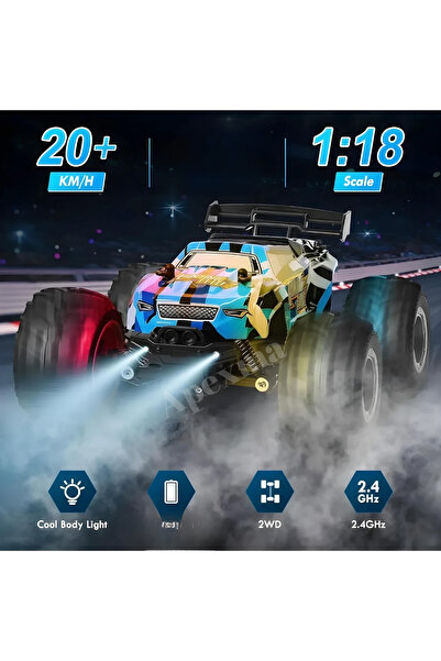 2.4GHz Remote Controlled 1:18 Scale Rechargeable Speeding Off-Road Vehicle with LED Light - Toy Bigfoot Jeep