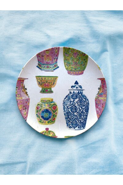 unique florya Blue Blanc Duvar Tabağı Dekoratif Bahçe Balkon Mutfak Salon Duv...