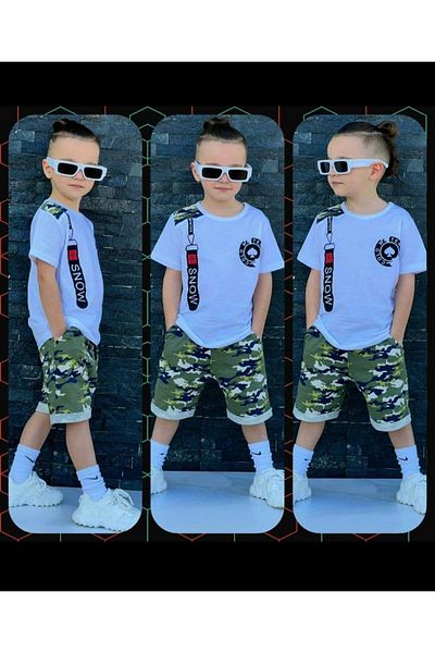 ixoskids club Boy's Summer Shorts Set - Snow Minah-07120009