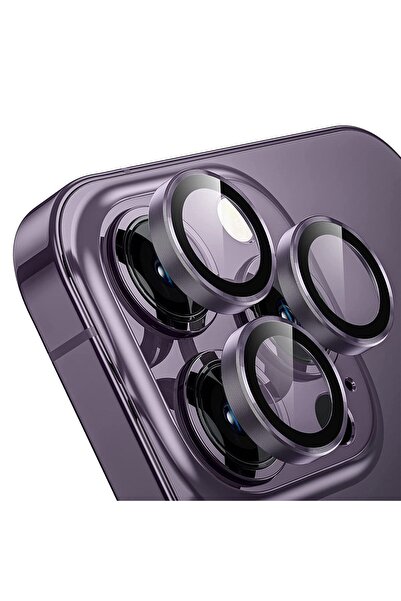 IPHONE 14 PRO MAX / 14 PRO SAFIR KAMERA KORUYUCU (KOLAY TAKMA APARATLI) MOR