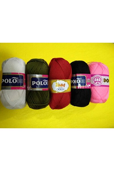 DORA (5 Adet) Karışık El Örgü Ipliği Polo Tunç Marka Patik Ipi Seti