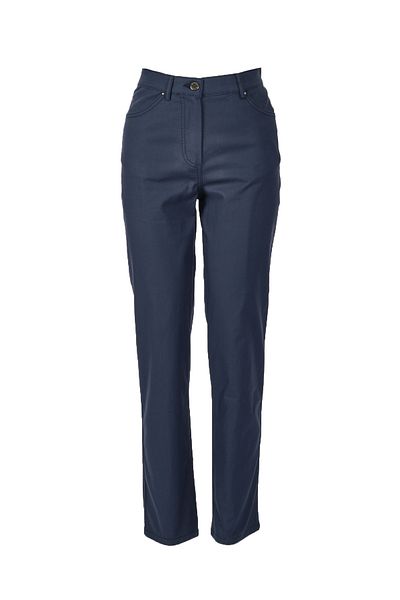 Seleste High Waist Navy Blue Women's Trousers - Wide Leg 23Y153