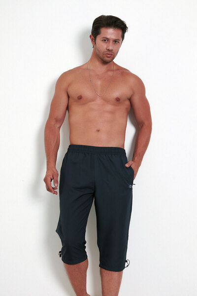 Enrico Ferry Men's Navy Blue Quick Dry Capri - Micropoly, Elastic Waist and P...